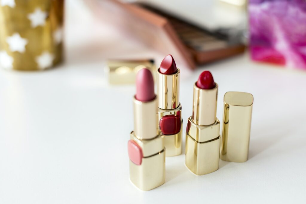 Closeup of lipsticks